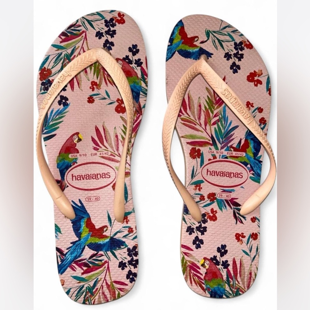havaianas Flip Flop parrot/pink flower size 9/10
